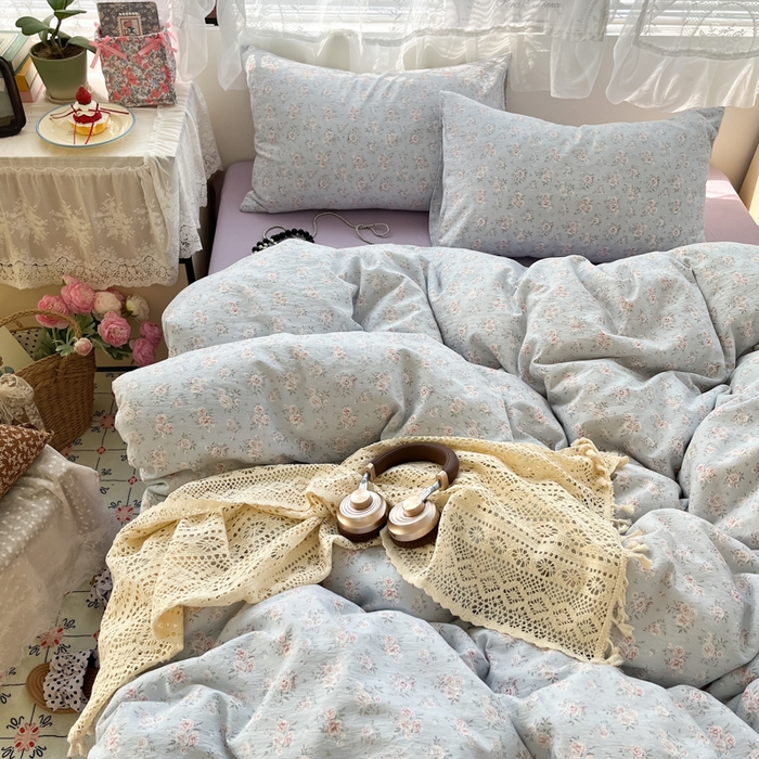 91家纺网 家纺一手货源 找家纺 （总）卡迪熊家纺 2025新款超柔云感m印花双层纱四件套