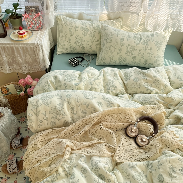 91家纺网 家纺一手货源 找家纺 （总）卡迪熊家纺 2025新款超柔云感m印花双层纱四件套