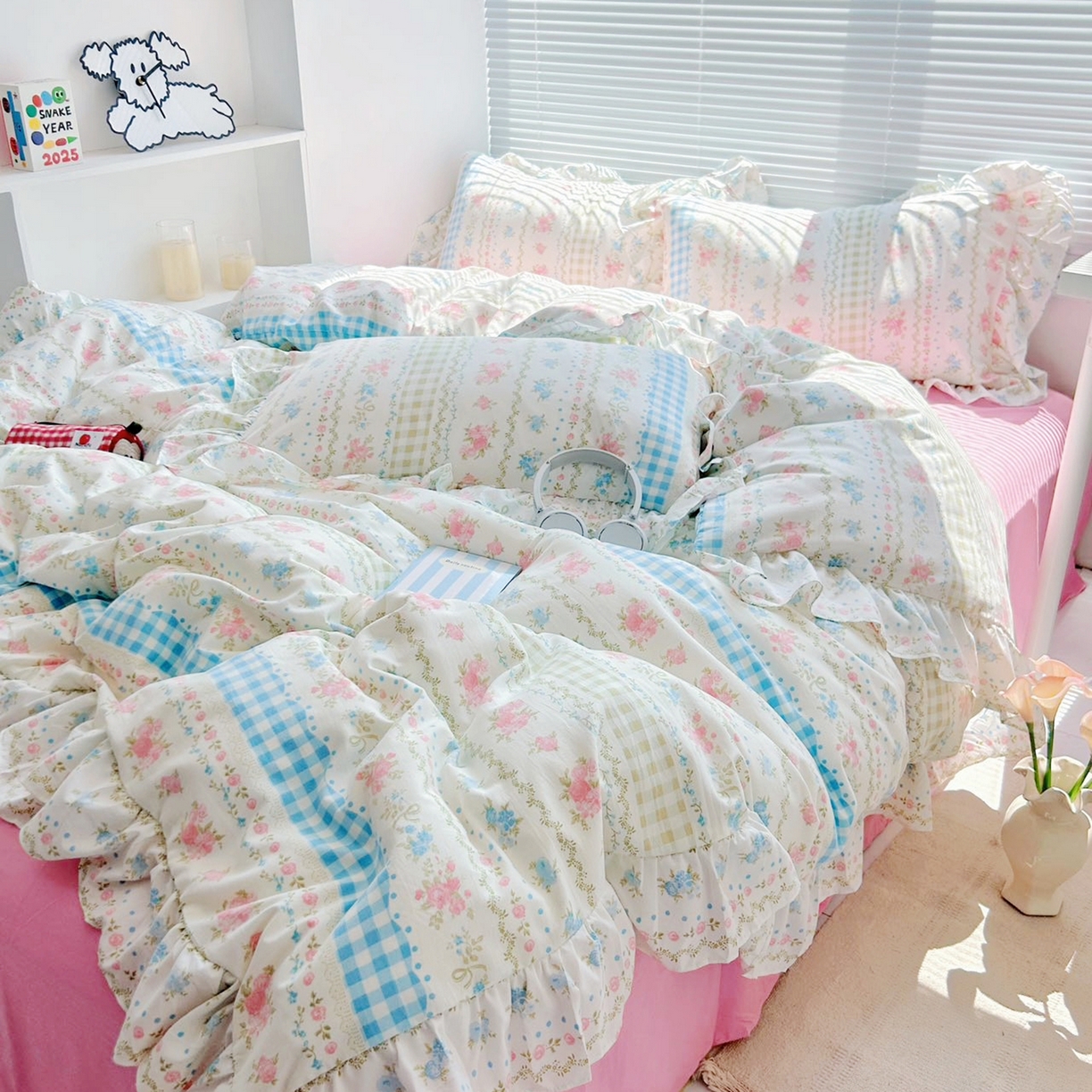 91家纺网 家纺一手货源 找家纺 芷凡家纺2025新款A类加厚超柔水洗棉花边款韩式四件套-风格二 法式小香