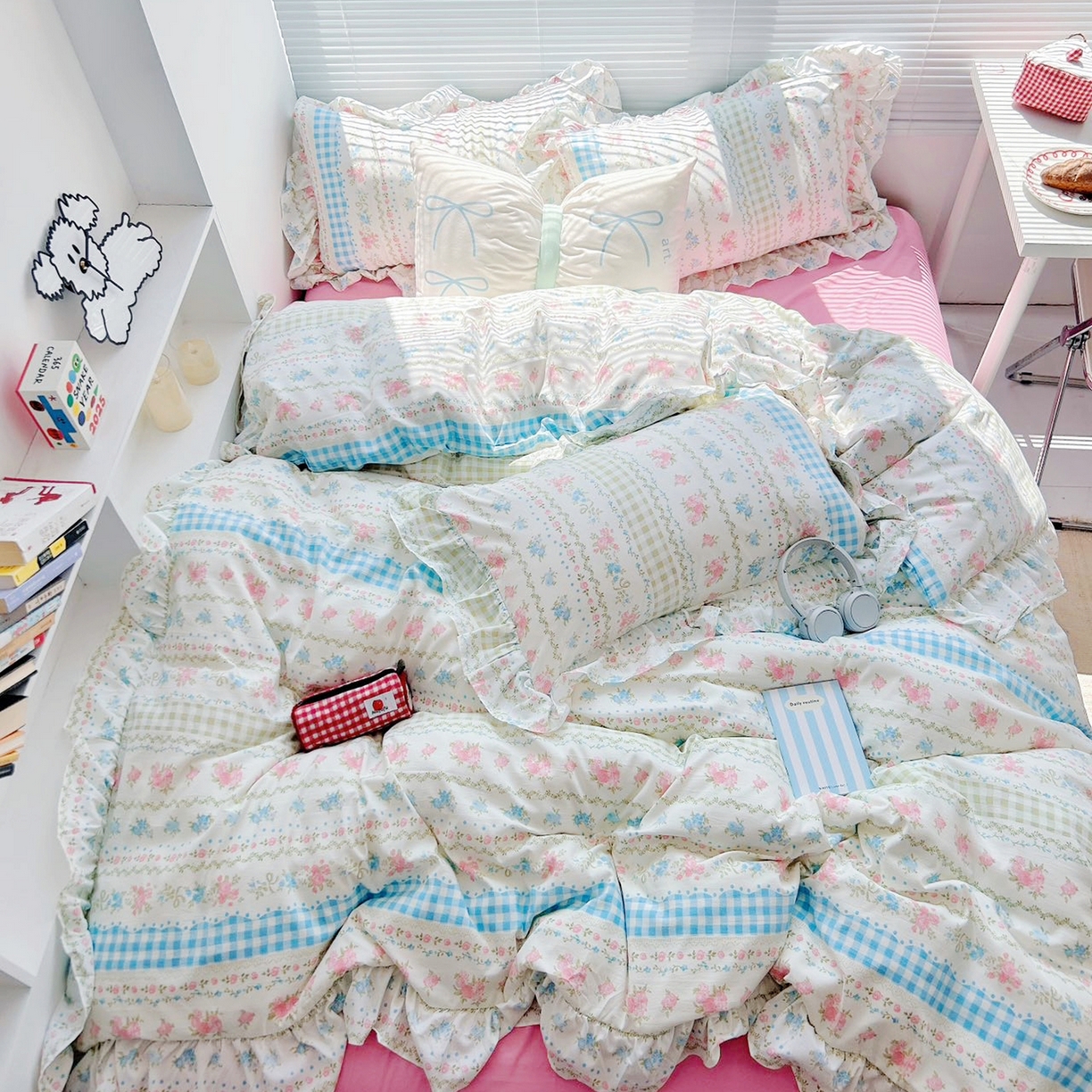 91家纺网 家纺一手货源 找家纺 芷凡家纺2025新款A类加厚超柔水洗棉花边款韩式四件套-风格二 法式小香