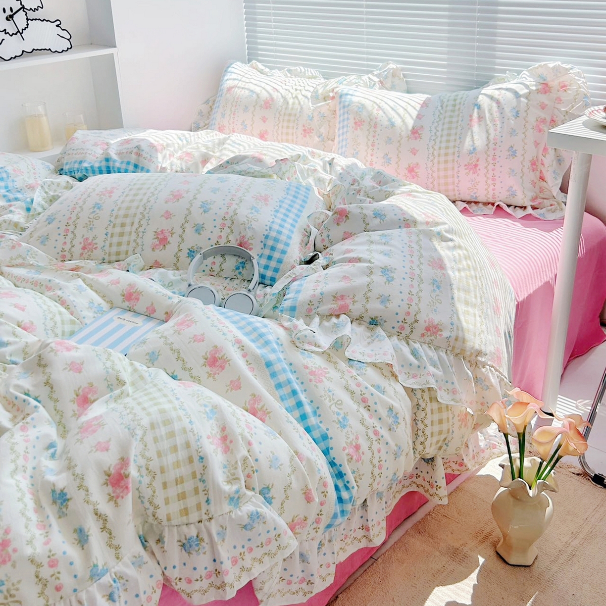 91家纺网 家纺一手货源 找家纺 芷凡家纺2025新款A类加厚超柔水洗棉花边款韩式四件套-风格二 法式小香