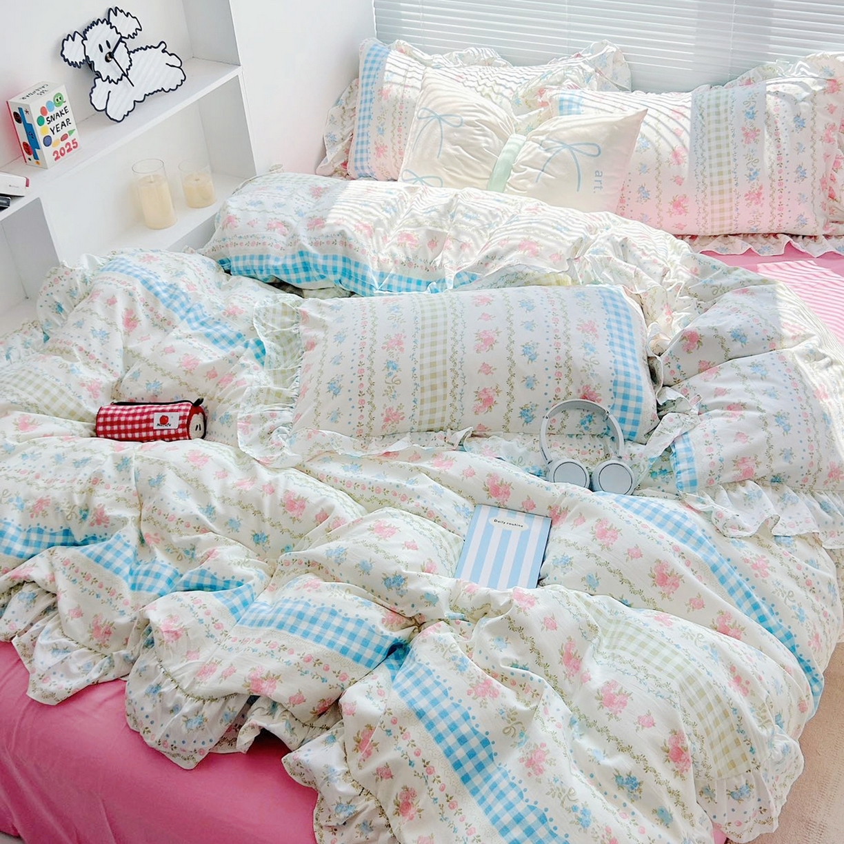 91家纺网 家纺一手货源 找家纺 芷凡家纺2025新款A类加厚超柔水洗棉花边款韩式四件套-风格二 法式小香