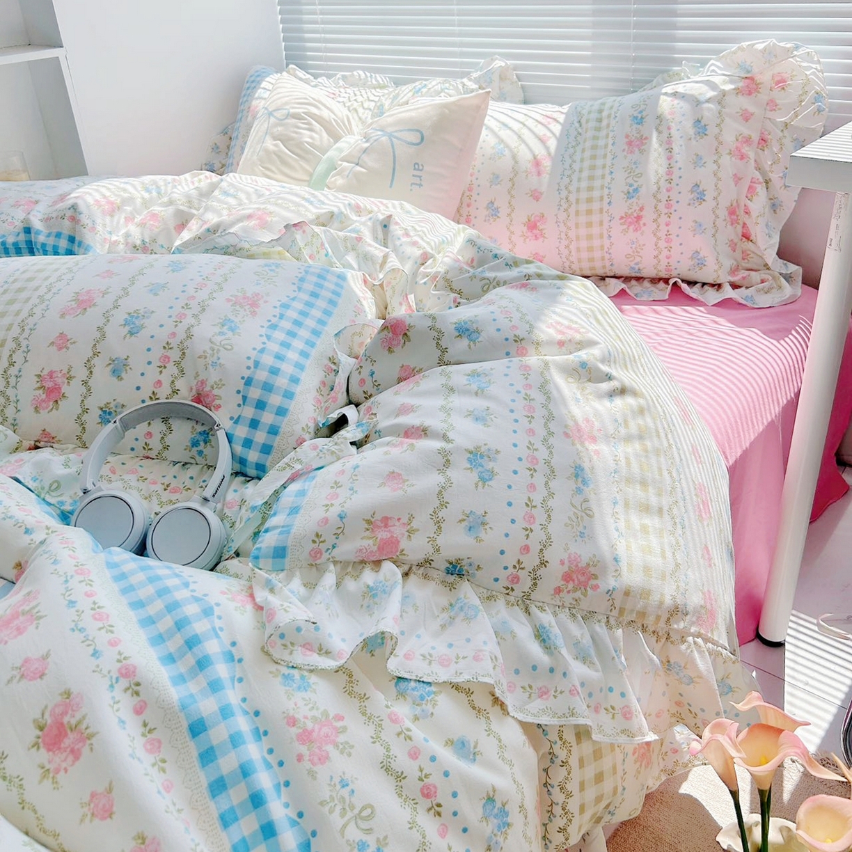 91家纺网 家纺一手货源 找家纺 芷凡家纺2025新款A类加厚超柔水洗棉花边款韩式四件套-风格二 法式小香