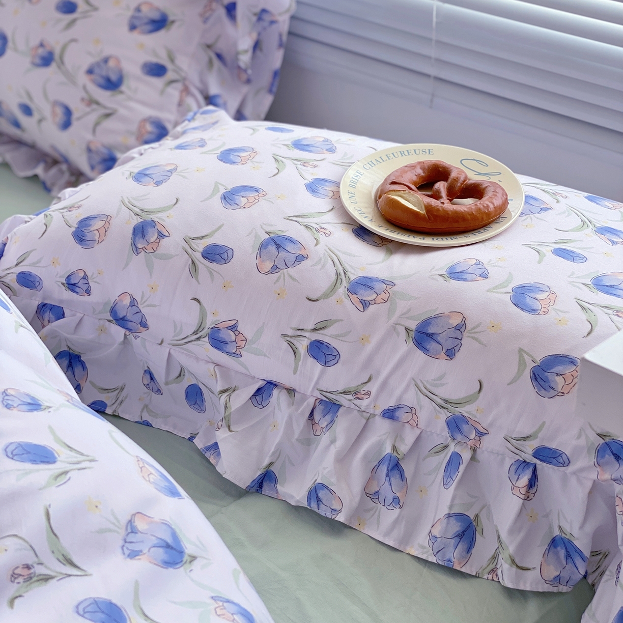 91家纺网 家纺一手货源 找家纺 芷凡家纺2025新款A类加厚超柔水洗棉花边款韩式四件套-风格二 郁金香