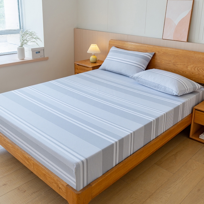 91家纺网 家纺一手货源 找家纺 居美良品 2025新款100%全棉色织老粗布四件套 云锦-浅灰