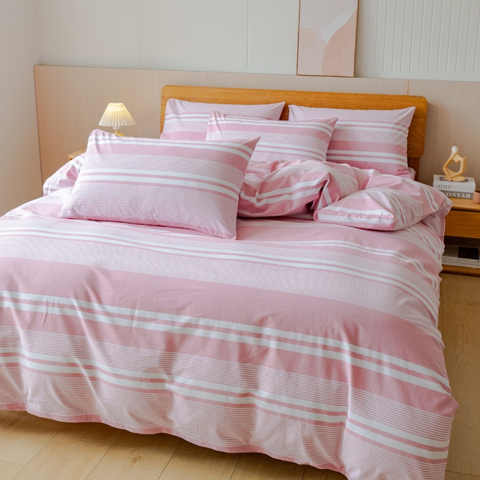 91家纺网 家纺一手货源 找家纺 居美良品 2025新款100%全棉色织老粗布四件套 云锦-浅粉