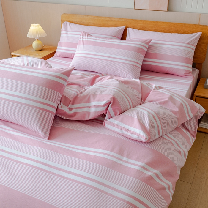 91家纺网 家纺一手货源 找家纺 居美良品 2025新款100%全棉色织老粗布四件套 云锦-浅粉