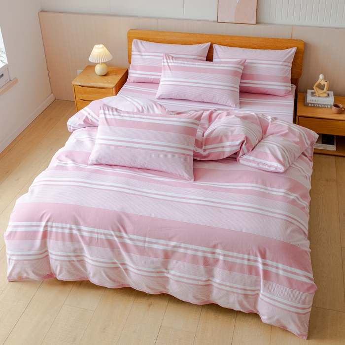 91家纺网 家纺一手货源 找家纺 居美良品 2025新款100%全棉色织老粗布四件套 云锦-浅粉