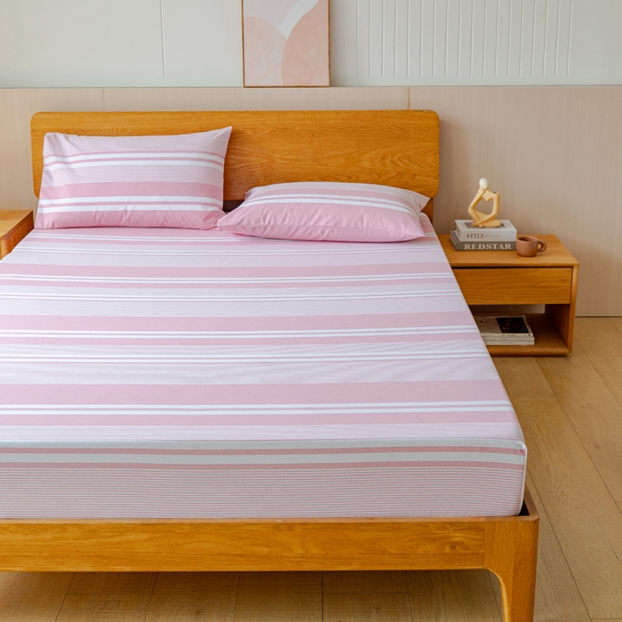 91家纺网 家纺一手货源 找家纺 居美良品 2025新款100%全棉色织老粗布四件套 云锦-浅粉