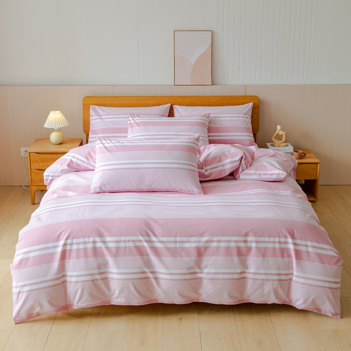 91家纺网 家纺一手货源 找家纺 居美良品 2025新款100%全棉色织老粗布四件套 云锦-浅粉