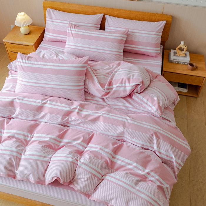 91家纺网 家纺一手货源 找家纺 居美良品 2025新款100%全棉色织老粗布四件套 云锦-浅粉