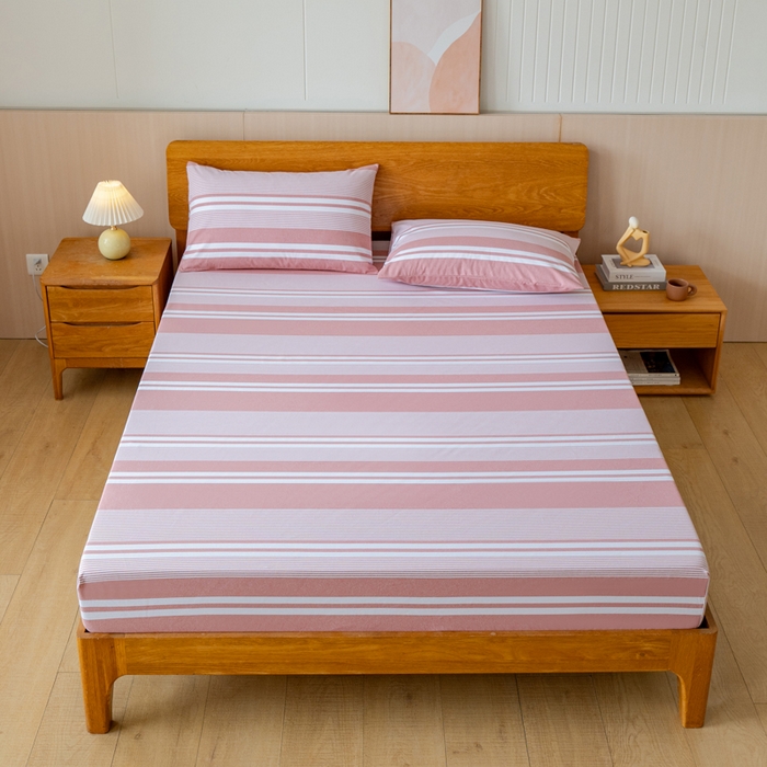 91家纺网 家纺一手货源 找家纺 居美良品 2025新款100%全棉色织老粗布四件套 云锦-抹红