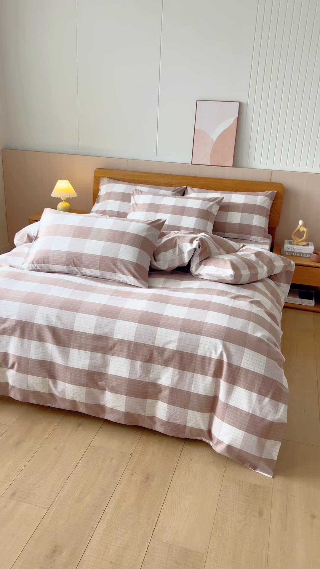 91家纺网 家纺一手货源 找家纺 居美良品 2025新款100%全棉色织老粗布四件套 素雅-咖格