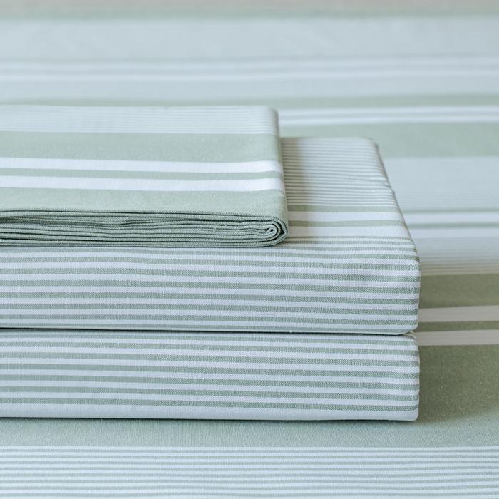 91家纺网 家纺一手货源 找家纺 居美良品 2025新款100%全棉色织老粗布四件套 叠拍图