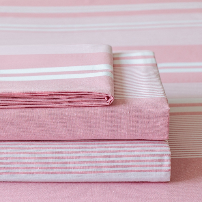 91家纺网 家纺一手货源 找家纺 居美良品 2025新款100%全棉色织老粗布四件套 叠拍图