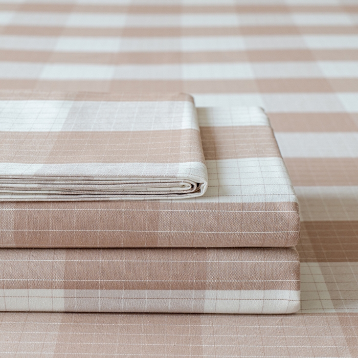 91家纺网 家纺一手货源 找家纺 居美良品 2025新款100%全棉色织老粗布四件套 叠拍图