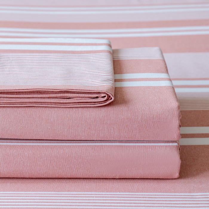 91家纺网 家纺一手货源 找家纺 居美良品 2025新款100%全棉色织老粗布四件套 叠拍图