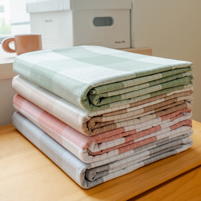 91家纺网 家纺一手货源 找家纺 居美良品 2025新款100%全棉色织老粗布四件套 叠拍图