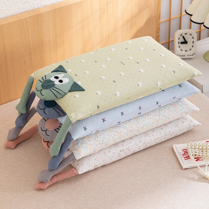 （总）芯洲2025新款全棉双层纱荞麦枕卡通可爱工艺款抱枕枕头枕芯