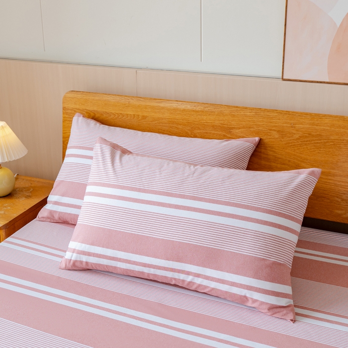 居美良品 2025新款100%全棉色织老粗布单品单枕套 云锦-抹红