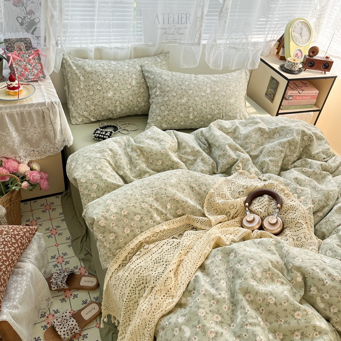 91家纺网 家纺一手货源 找家纺 （总）彩韵家纺 2025新款超柔云感m印花双层纱四件套