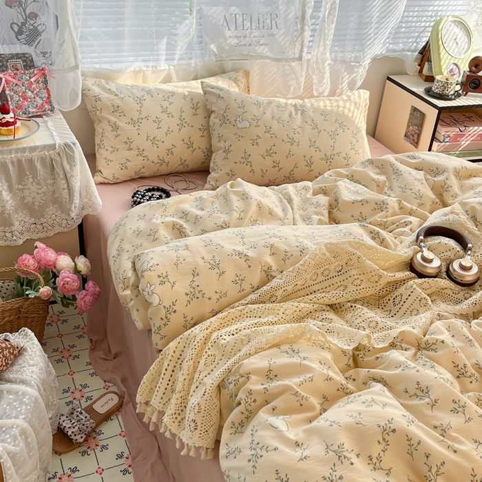 91家纺网 家纺一手货源 找家纺 （总）彩韵家纺 2025新款超柔云感m印花双层纱四件套