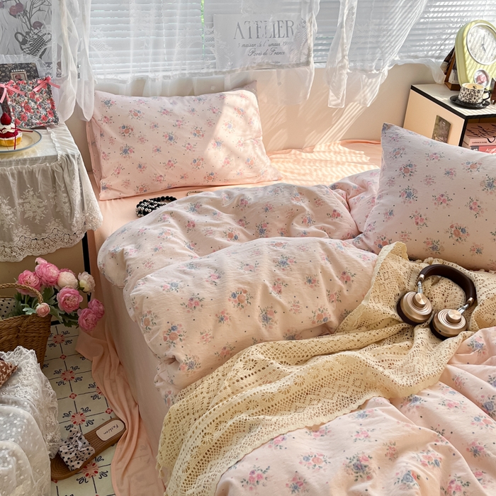 91家纺网 家纺一手货源 找家纺 （总）彩韵家纺 2025新款超柔云感m印花双层纱四件套