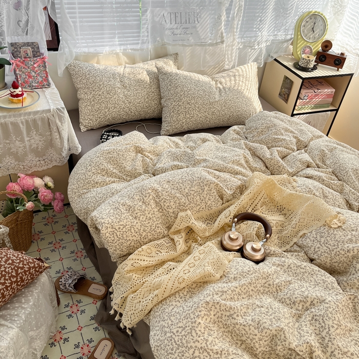 91家纺网 家纺一手货源 找家纺 （总）彩韵家纺 2025新款超柔云感m印花双层纱四件套