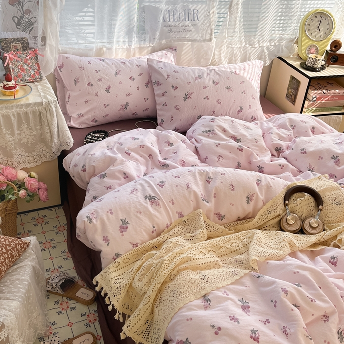 91家纺网 家纺一手货源 找家纺 （总）彩韵家纺 2025新款超柔云感m印花双层纱四件套