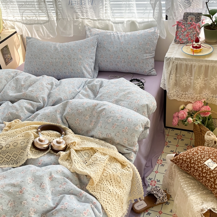 91家纺网 家纺一手货源 找家纺 彩韵家纺 2025新款超柔云感m印花双层纱四件套 繁景如画