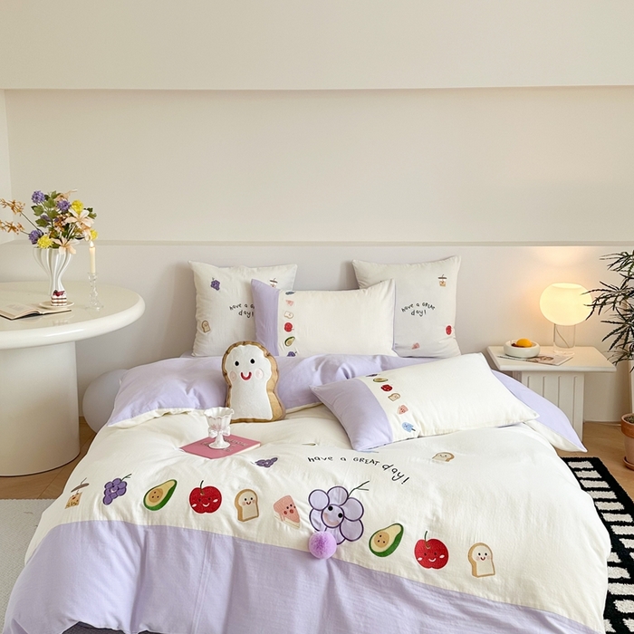 91家纺网 家纺一手货源 找家纺 （总）西西家居2025新款A类超柔有氧双层纱四件套-葡萄多肉（券后不低于328）