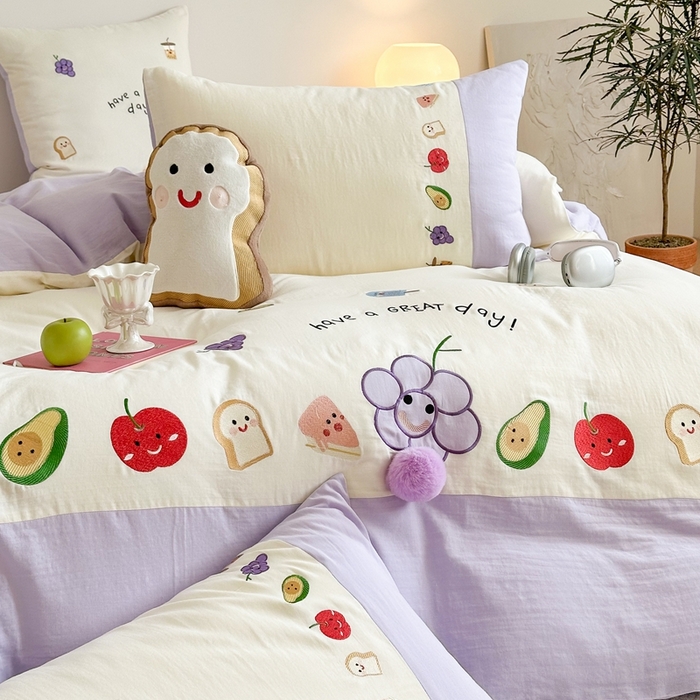 91家纺网 家纺一手货源 找家纺 （总）西西家居2025新款A类超柔有氧双层纱四件套-葡萄多肉（券后不低于328）