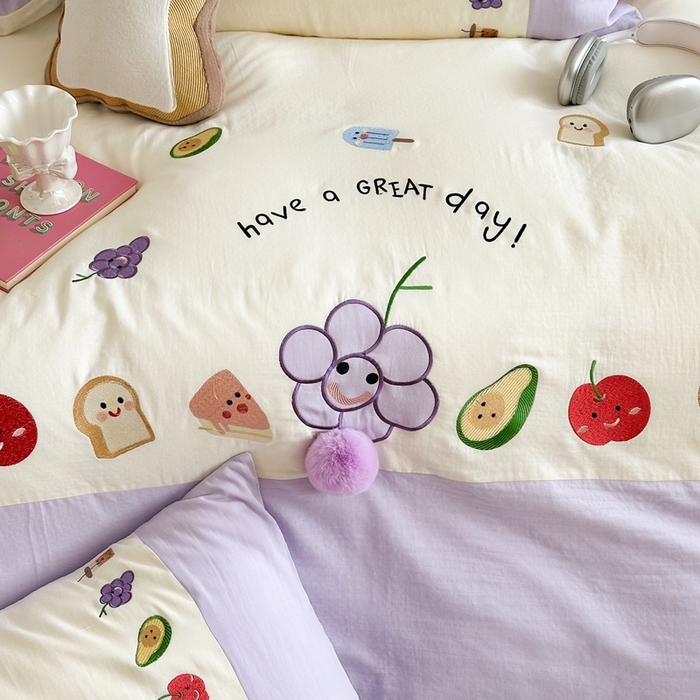 91家纺网 家纺一手货源 找家纺 （总）西西家居2025新款A类超柔有氧双层纱四件套-葡萄多肉（券后不低于328）