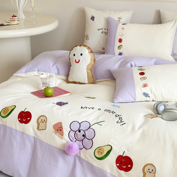 91家纺网 家纺一手货源 找家纺 （总）西西家居2025新款A类超柔有氧双层纱四件套-葡萄多肉（券后不低于328）