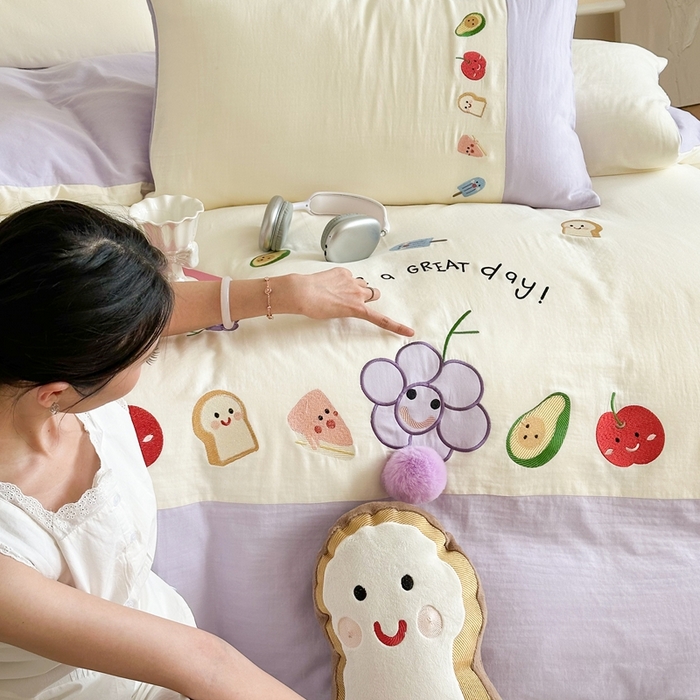 91家纺网 家纺一手货源 找家纺 （总）西西家居2025新款A类超柔有氧双层纱四件套-葡萄多肉（券后不低于328）