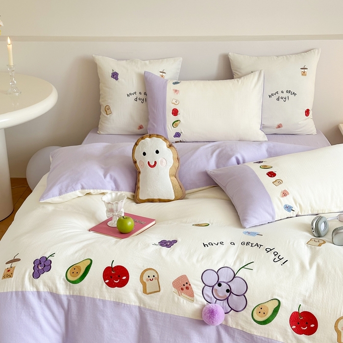 91家纺网 家纺一手货源 找家纺 （总）西西家居2025新款A类超柔有氧双层纱四件套-葡萄多肉（券后不低于328）