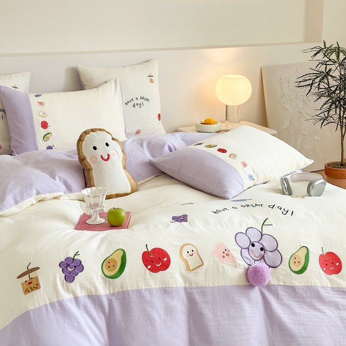 91家纺网 家纺一手货源 找家纺 （总）西西家居2025新款A类超柔有氧双层纱四件套-葡萄多肉（券后不低于328）