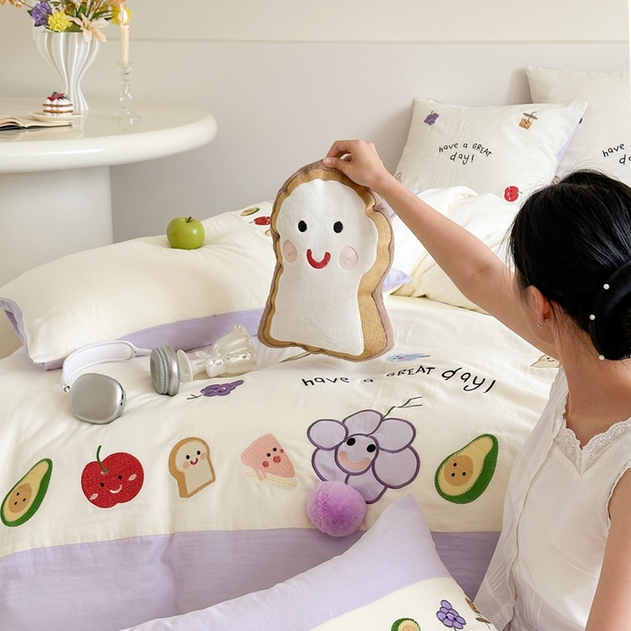 91家纺网 家纺一手货源 找家纺 （总）西西家居2025新款A类超柔有氧双层纱四件套-葡萄多肉（券后不低于328）