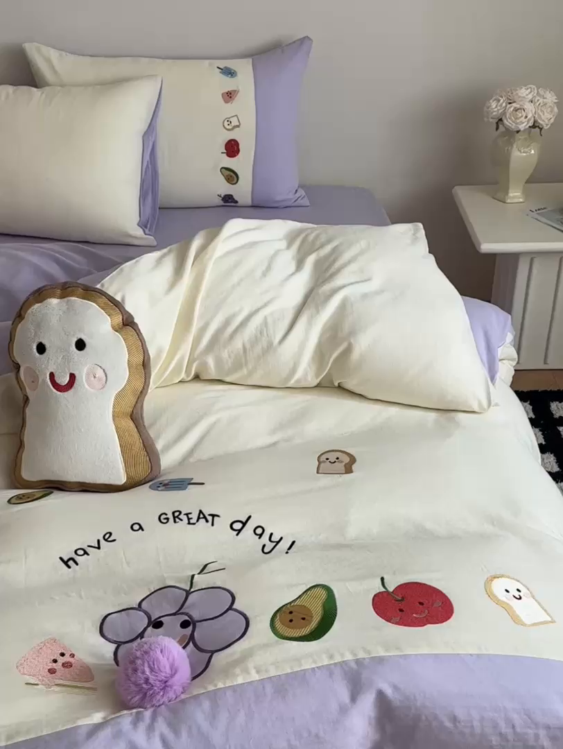 91家纺网 家纺一手货源 找家纺 （总）西西家居2025新款A类超柔有氧双层纱四件套-葡萄多肉（券后不低于328）