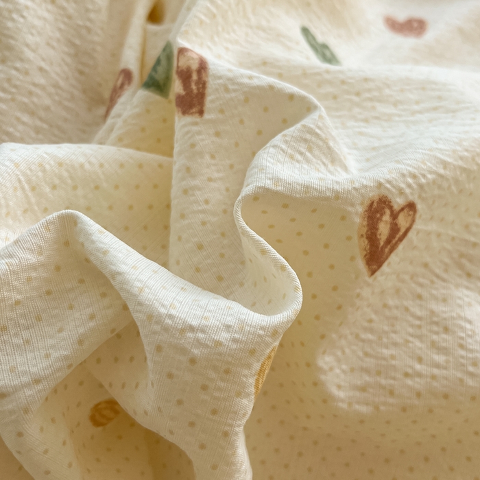 91家纺网 家纺一手货源 找家纺 彩韵家纺 2025新款超柔云感m印花双层纱四件套 同心相印