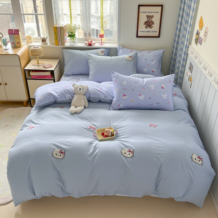 91家纺网 家纺一手货源 找家纺 （总）喜颜 2025新款超柔水洗糯糯棉爆款毛巾绣四件套学生宿舍三件套