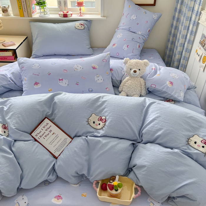 91家纺网 家纺一手货源 找家纺 （总）喜颜 2025新款超柔水洗糯糯棉爆款毛巾绣四件套学生宿舍三件套