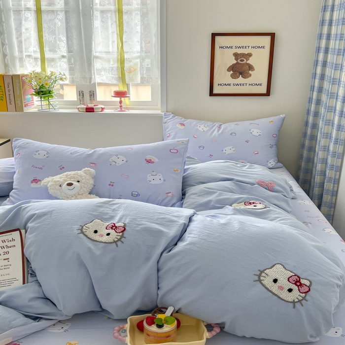 91家纺网 家纺一手货源 找家纺 （总）喜颜 2025新款超柔水洗糯糯棉爆款毛巾绣四件套学生宿舍三件套