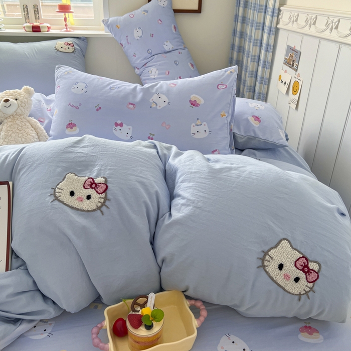 91家纺网 家纺一手货源 找家纺 （总）喜颜 2025新款超柔水洗糯糯棉爆款毛巾绣四件套学生宿舍三件套