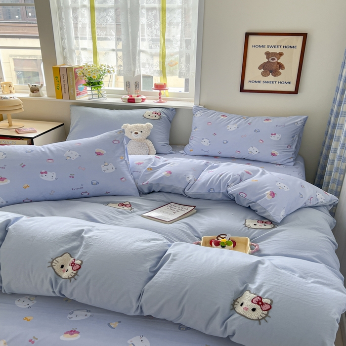 91家纺网 家纺一手货源 找家纺 （总）喜颜 2025新款超柔水洗糯糯棉爆款毛巾绣四件套学生宿舍三件套