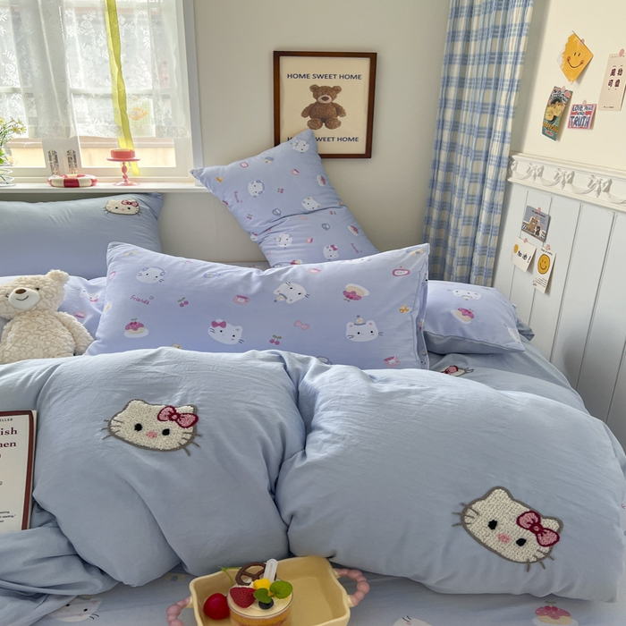 91家纺网 家纺一手货源 找家纺 （总）喜颜 2025新款超柔水洗糯糯棉爆款毛巾绣四件套学生宿舍三件套