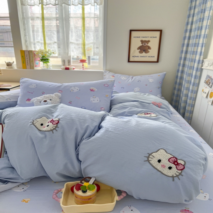 91家纺网 家纺一手货源 找家纺 （总）喜颜 2025新款超柔水洗糯糯棉爆款毛巾绣四件套学生宿舍三件套