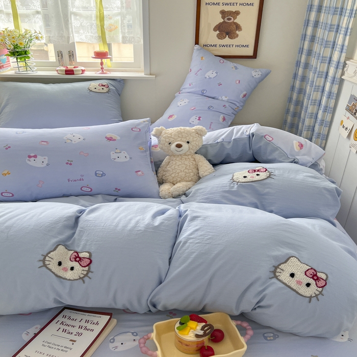 91家纺网 家纺一手货源 找家纺 （总）喜颜 2025新款超柔水洗糯糯棉爆款毛巾绣四件套学生宿舍三件套