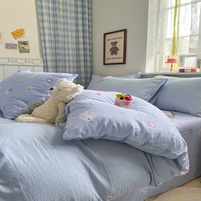 91家纺网 家纺一手货源 找家纺 （总）喜颜 2025新款超柔水洗糯糯棉爆款毛巾绣四件套学生宿舍三件套