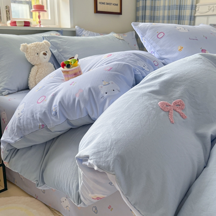 91家纺网 家纺一手货源 找家纺 （总）喜颜 2025新款超柔水洗糯糯棉爆款毛巾绣四件套学生宿舍三件套